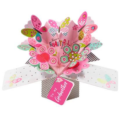 To My Godmother Butterfly Pop Up Card