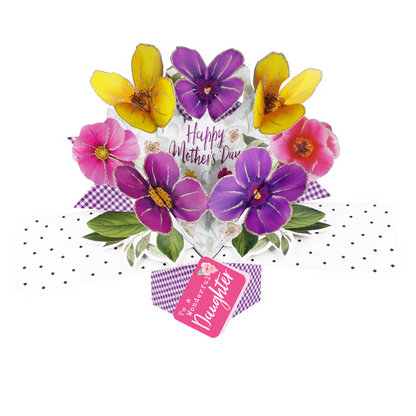 Happy Mother's Day To A Wonderful Daughter Pansies Pop Up Card