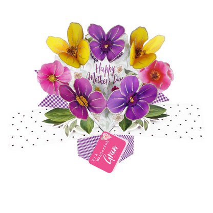Happy Mother's Day To A Wonderful Gran Pansies Pop Up Card