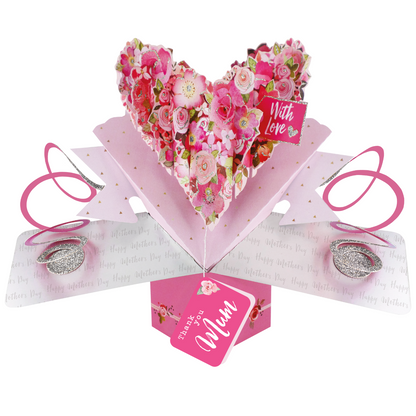Thank You Mum Floral Heart Pop Up Mother's Day Card