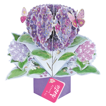 To A Lovely Auntie Hydrangea Pop Up Card
