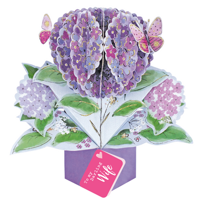 To My Darling Wife Hydrangea Pop Up Card