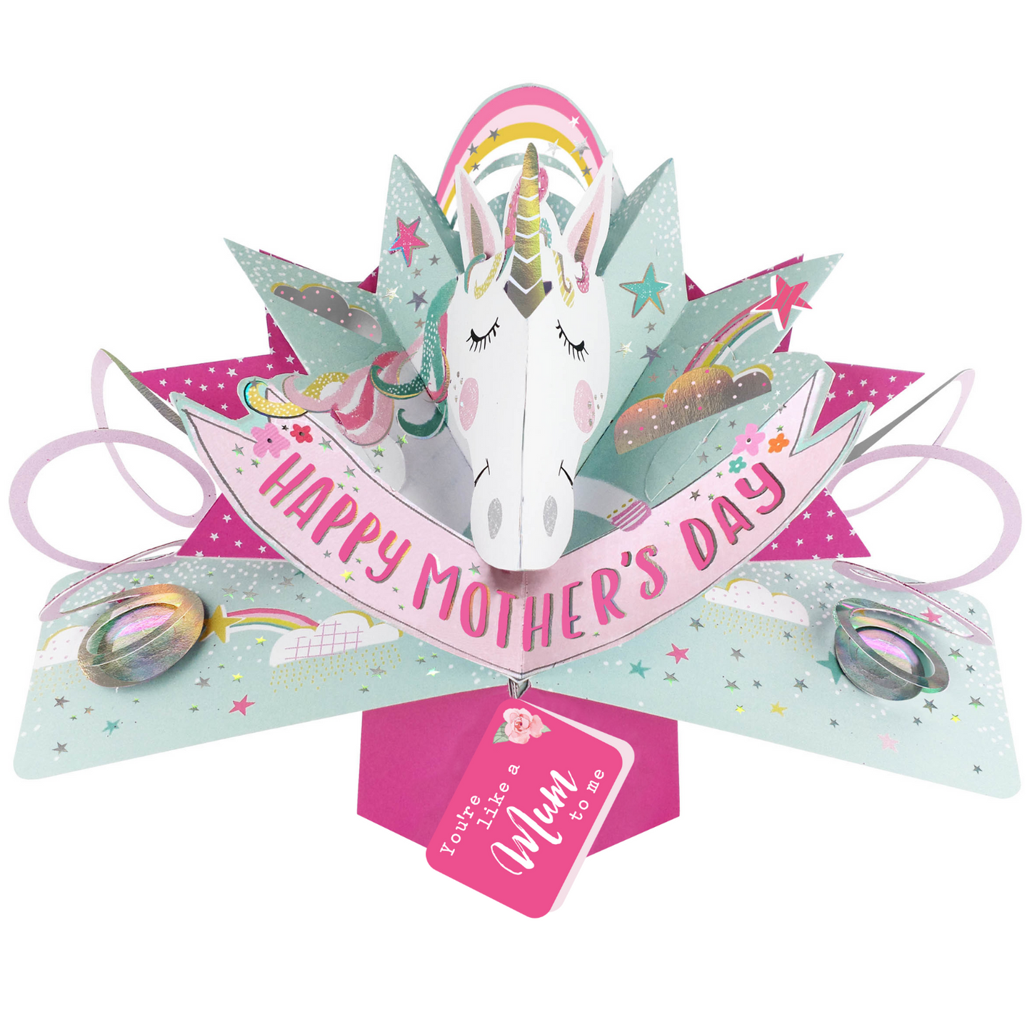 Happy Mother's Day You're Like A Mum To Me Unicorn Pop Up Card