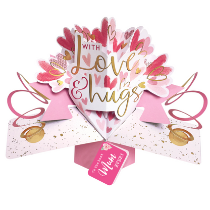 Best Mum Ever With Love & Hugs Pop Up Card