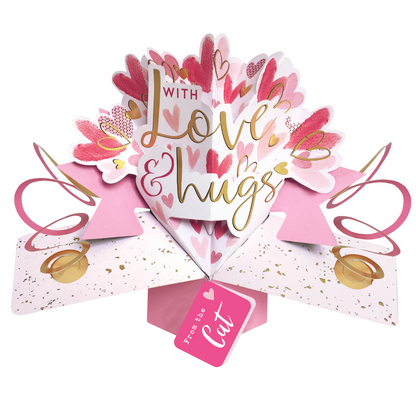 From The Cat With Love & Hugs Pop Up Card