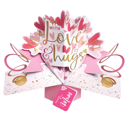 Thank You Mum With Love & Hugs Pop Up Card