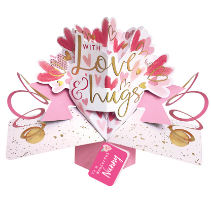 To A Nanny With Love & Hugs Pop Up Card