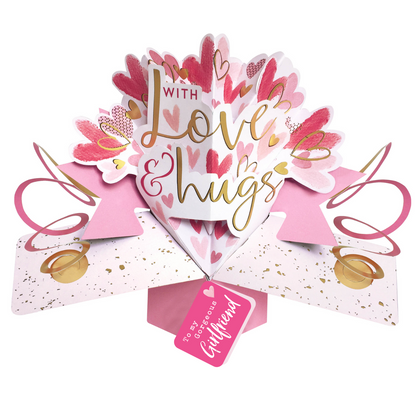To Girlfriend With Love & Hugs Pop Up Card