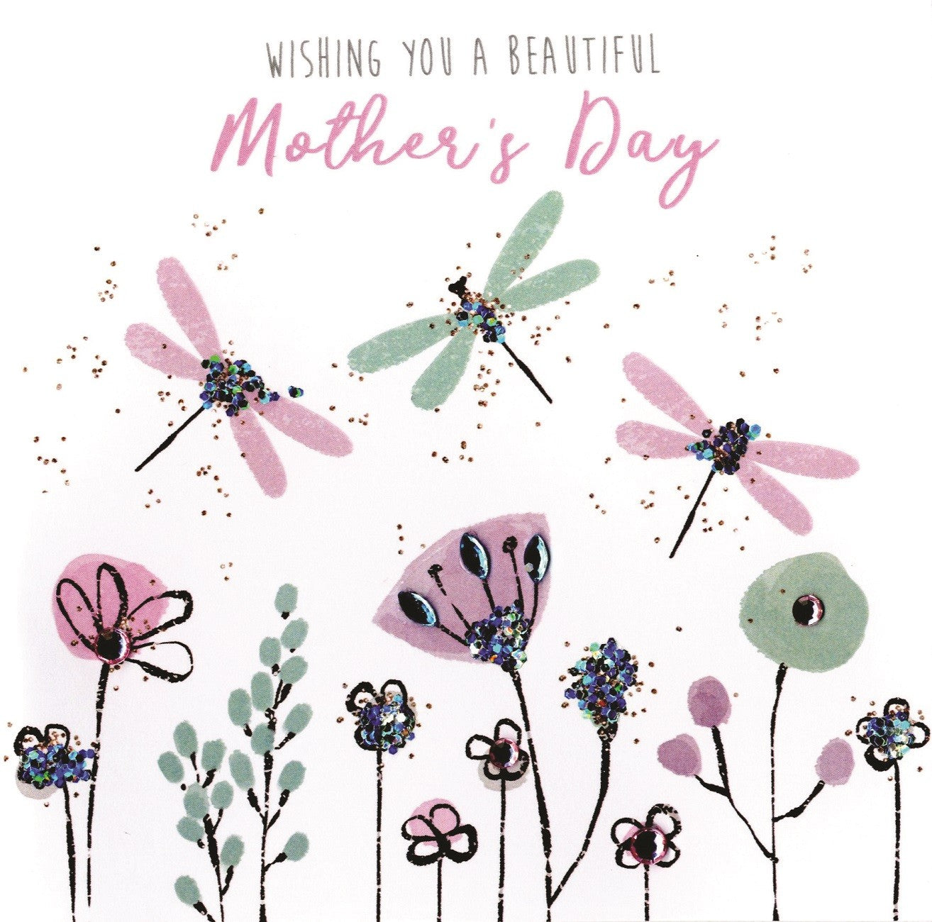 Pretty Dragonflies Hand-Finished Mother's Day Greeting Card