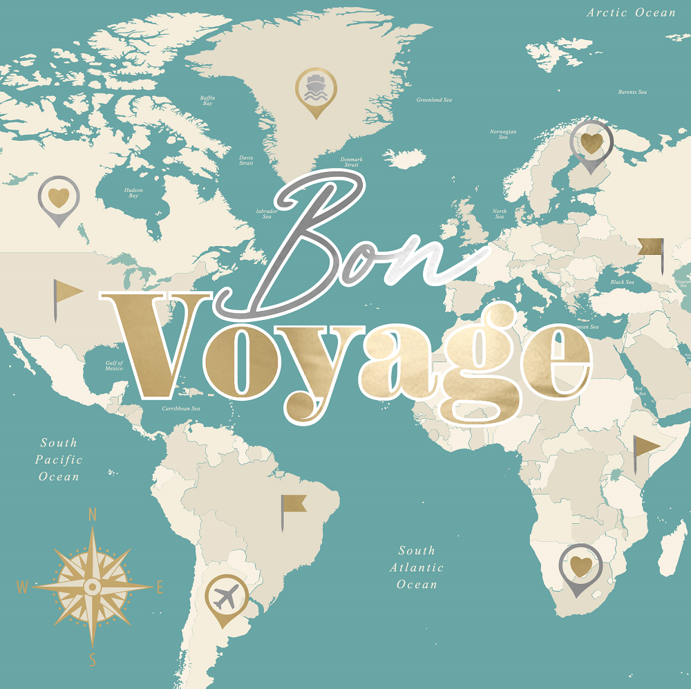 Bon Voyage To New Adventures Gold Foiled Leaving Greeting Card