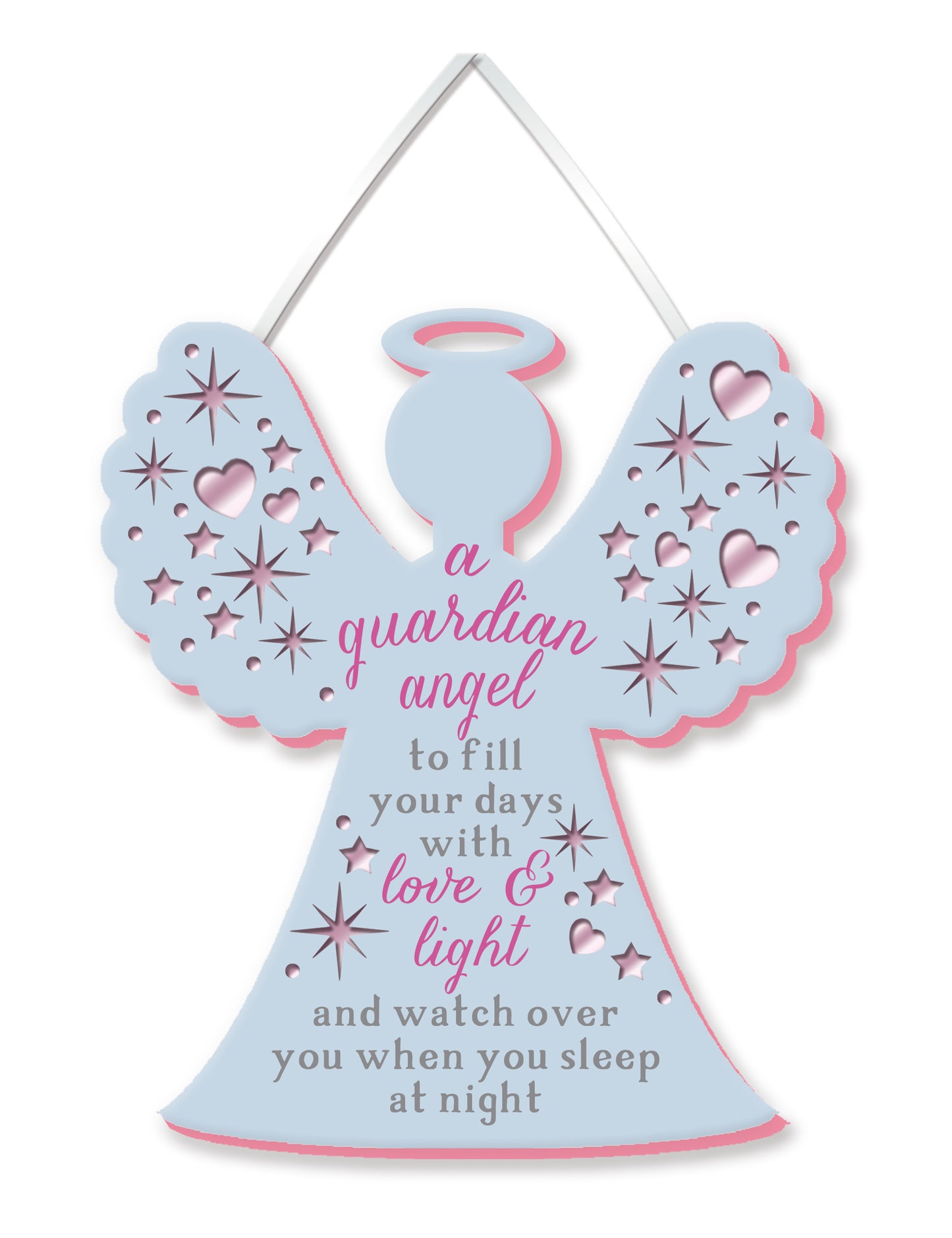 A Guardian Angel Hanging Plaque With Ribbon