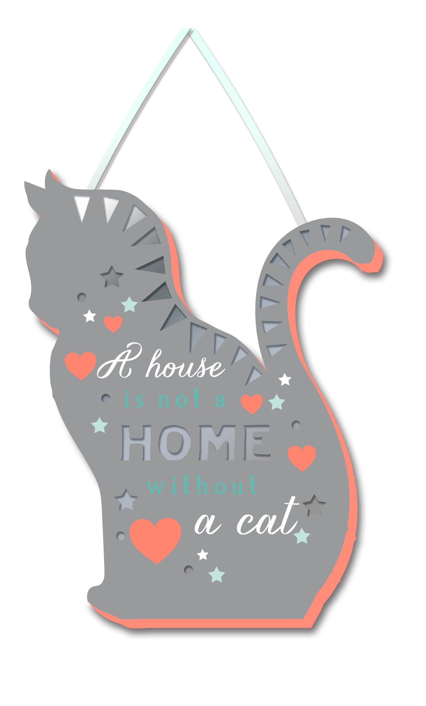 Cat House Not A Home Hanging Plaque With Ribbon