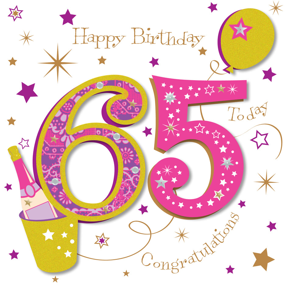 Congratulations 65th Embellished Birthday Greeting Card