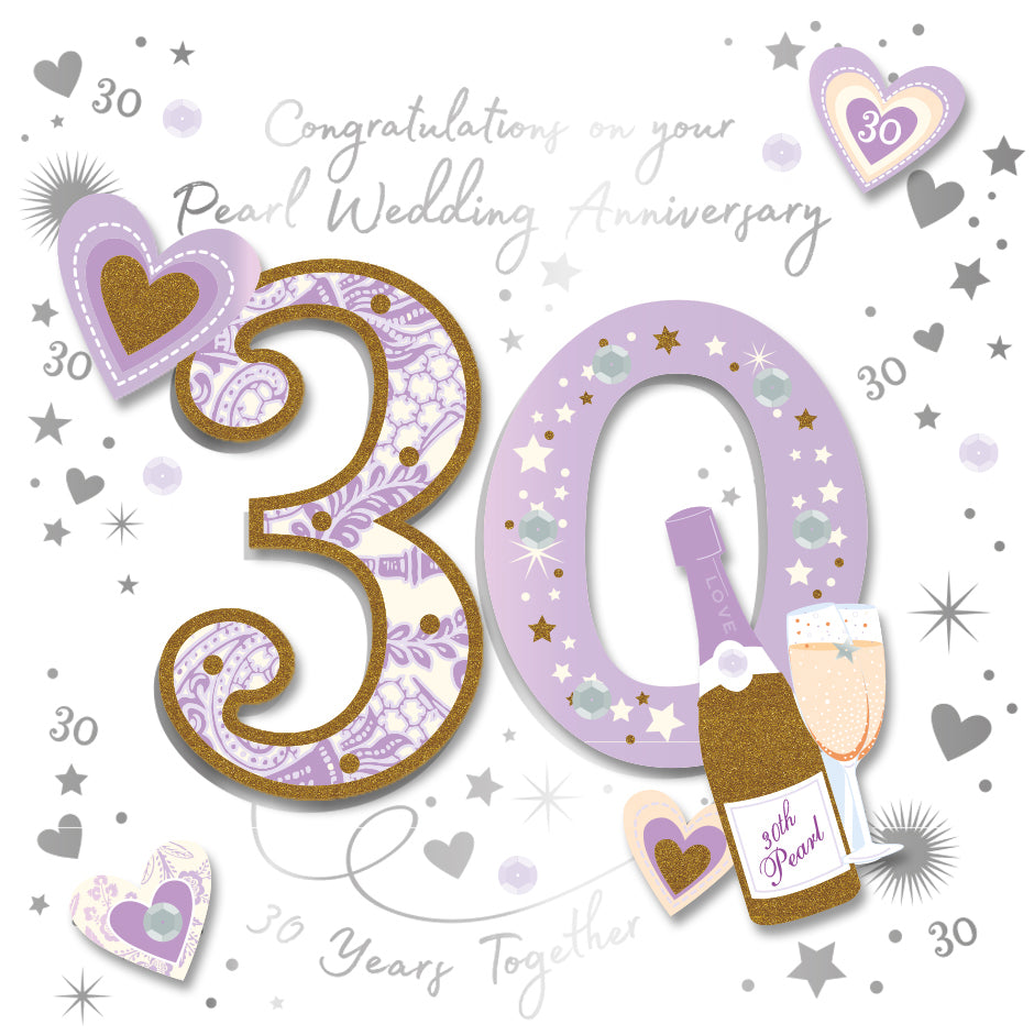 Pearl 30th Embellished Anniversary Greeting Card