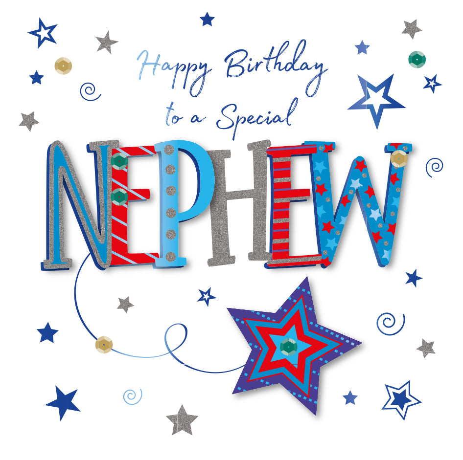 Special Nephew Embellished Birthday Greeting Card
