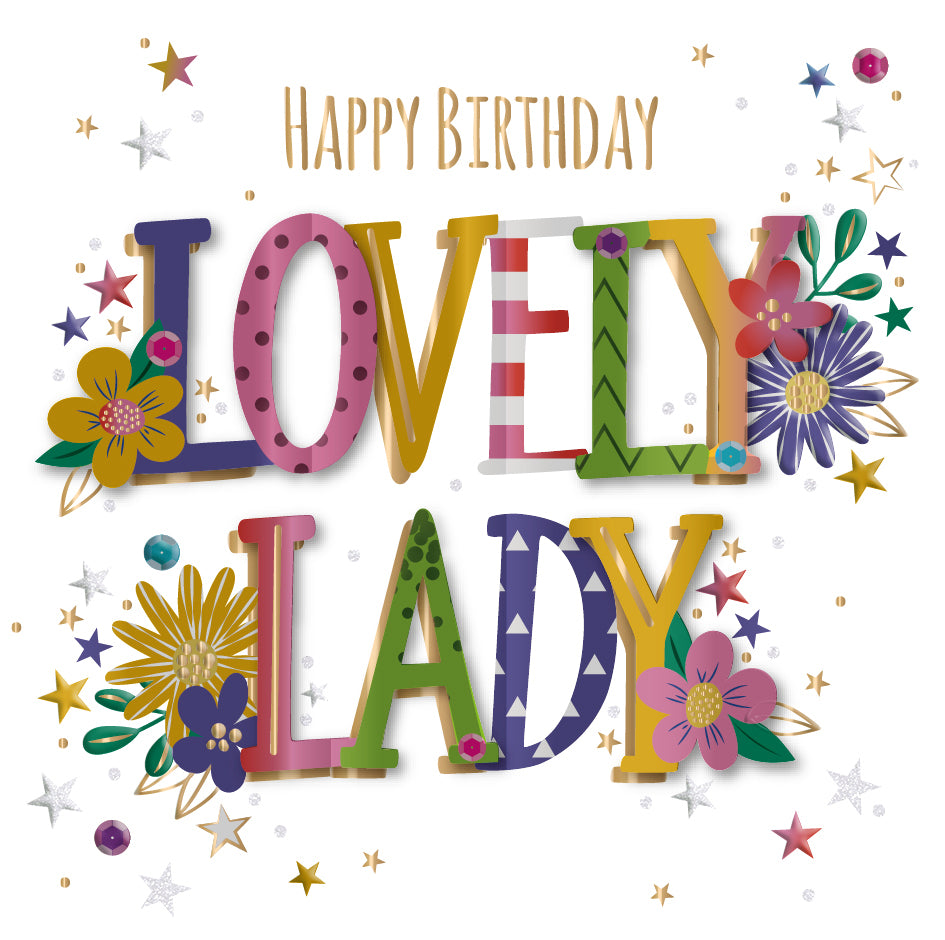 Lovely Lady Embellished Birthday Greeting Card