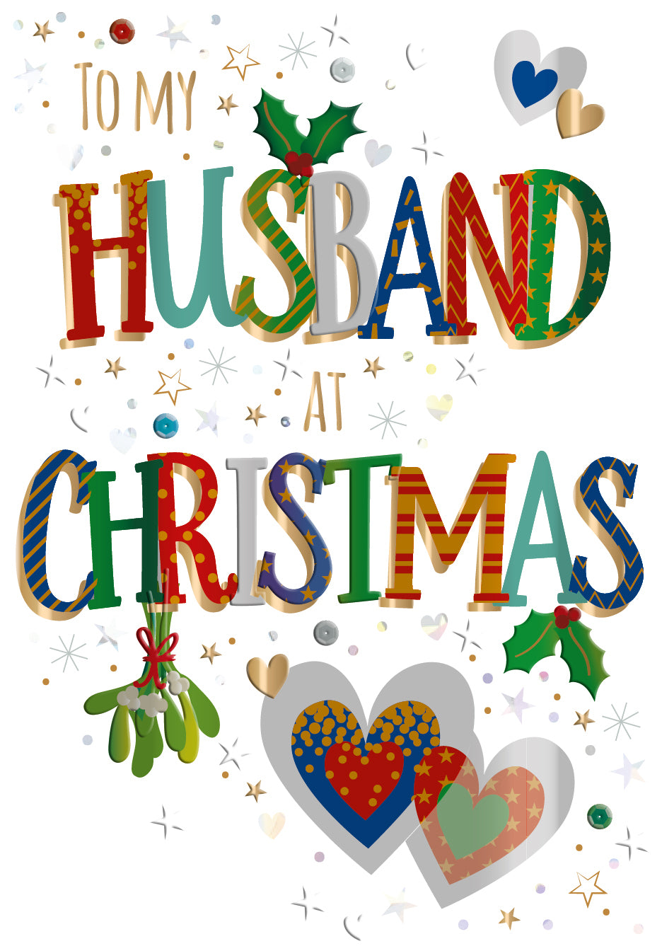 My Husband At Christmas Embellished Christmas Greeting Card