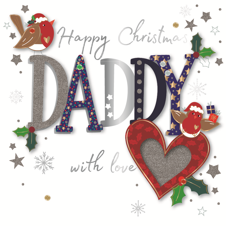 Daddy With Love Embellished Christmas Greeting Card