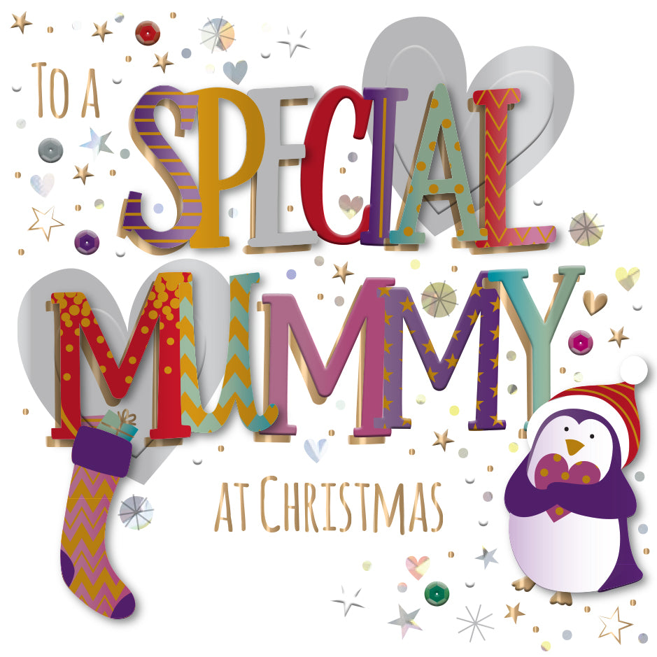 Special Mummy Embellished Christmas Greeting Card