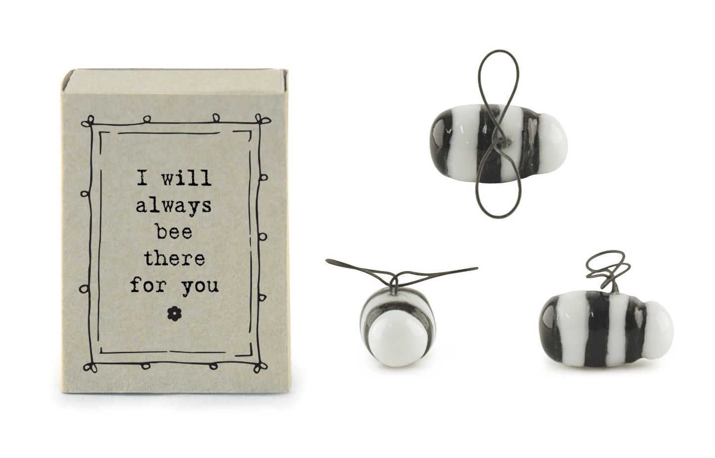 East Of India Bee There For You Matchbox With Ceramic Little Bee Inside