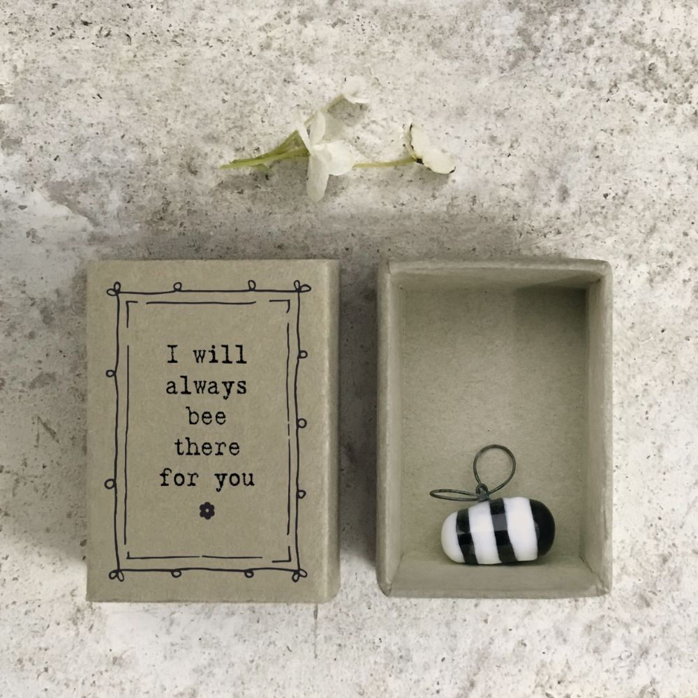 East Of India Bee There For You Matchbox With Ceramic Little Bee Inside