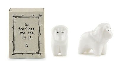 East Of India Be Fearless Matchbox With Ceramic Little Lion Inside