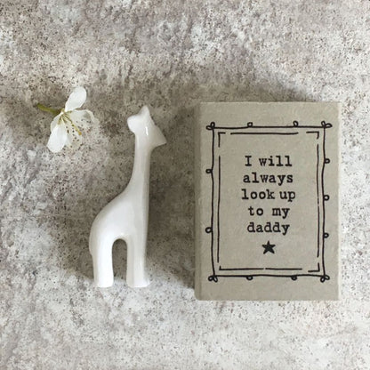 East Of India Look Up To Daddy Matchbox With Ceramic Giraffe Inside