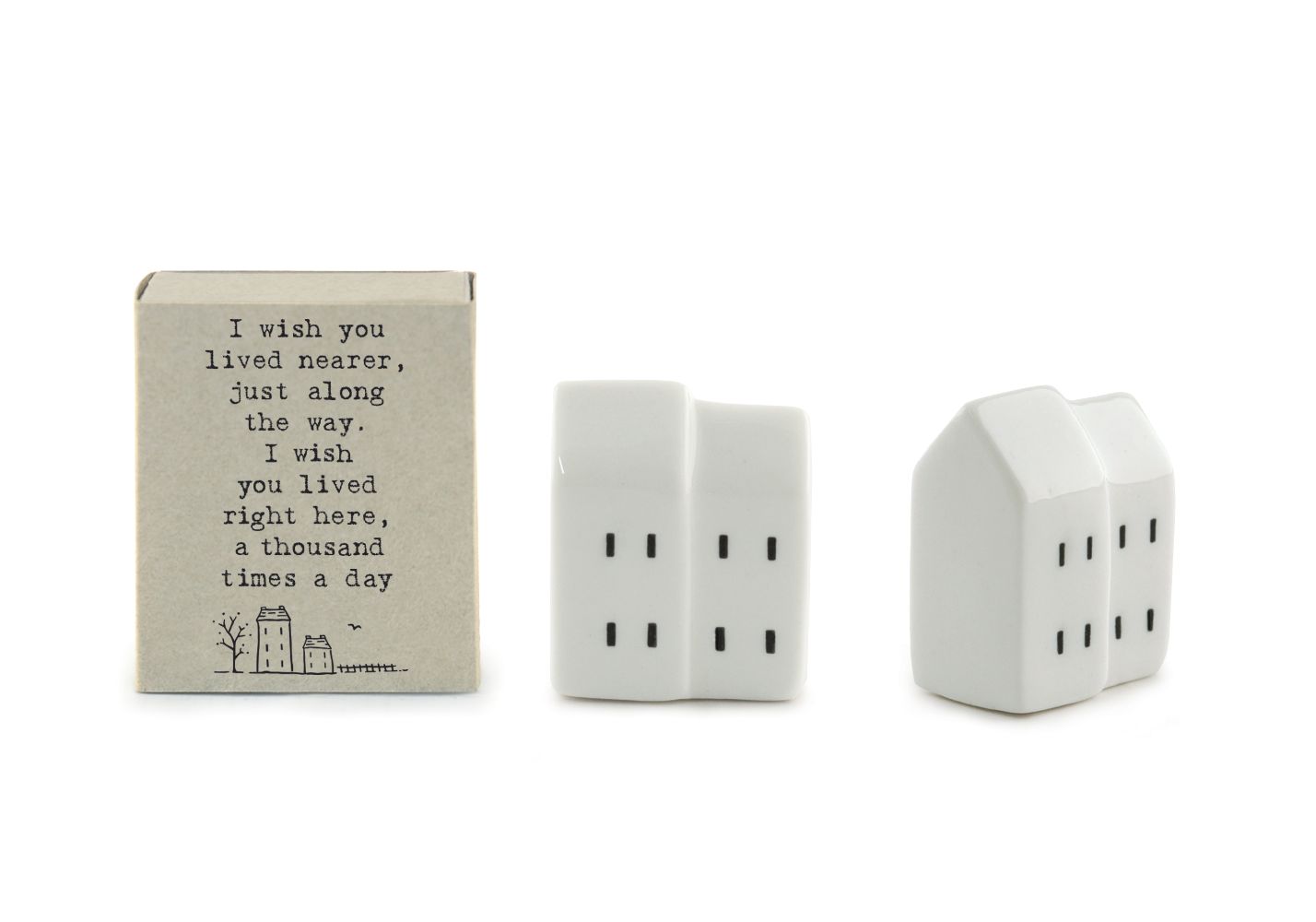 East Of India Wish You Lived Here Matchbox With Ceramic House Inside