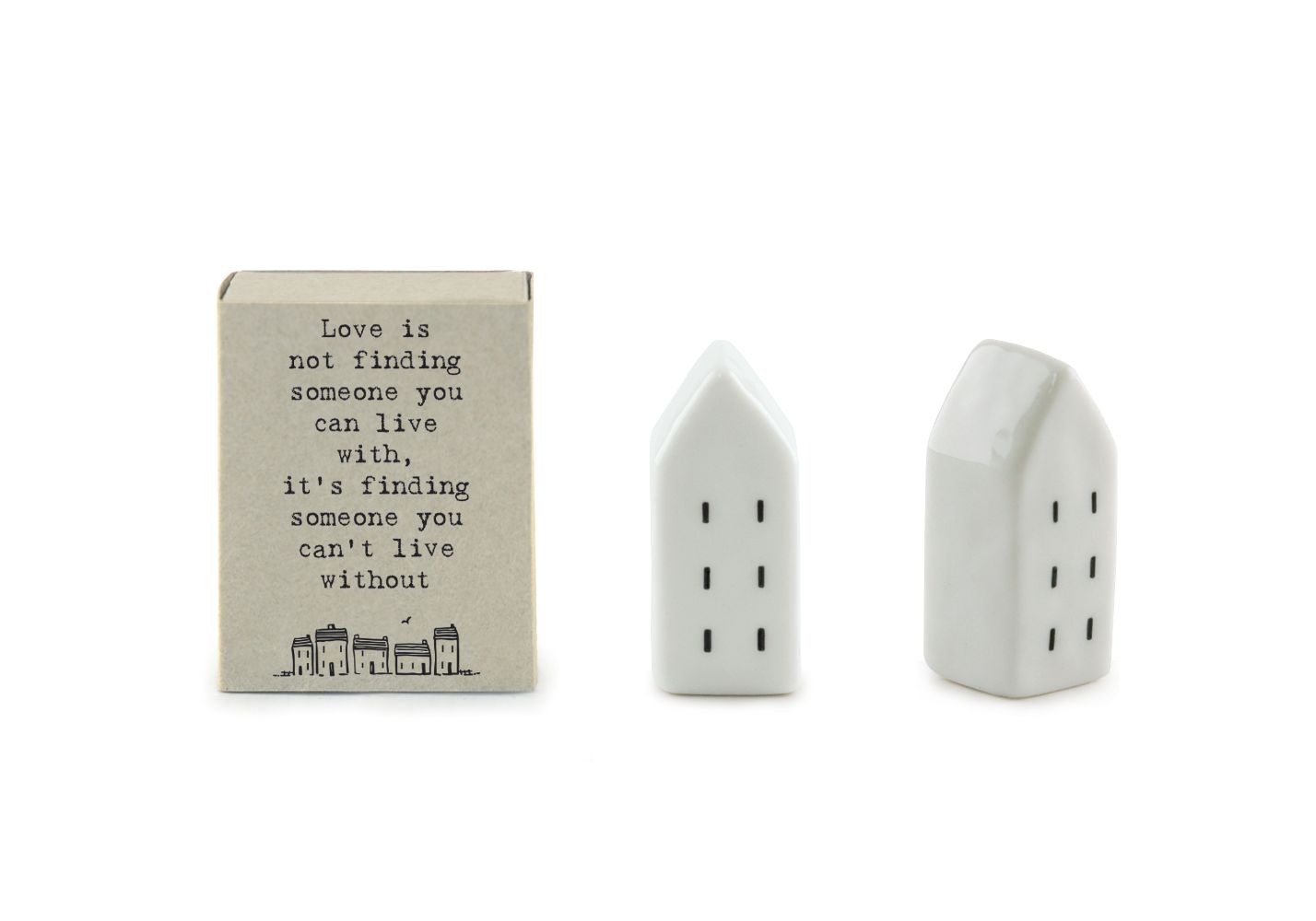 East Of India Can't Live Without You Matchbox With Ceramic House Inside