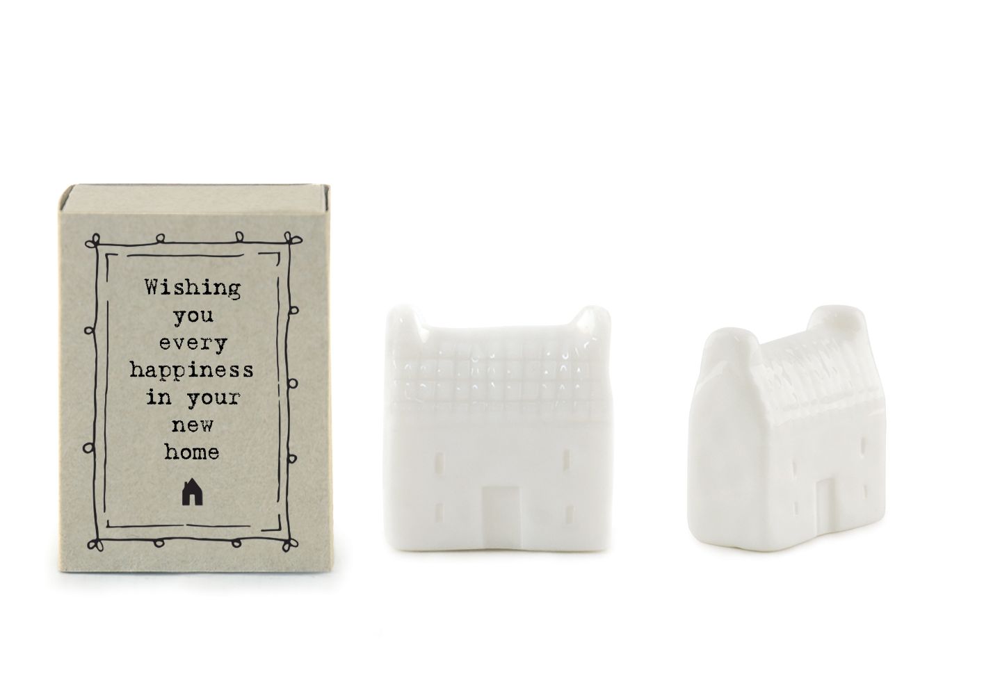 East Of India Your New Home Matchbox With Ceramic Little House Inside