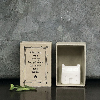 East Of India Your New Home Matchbox With Ceramic Little House Inside
