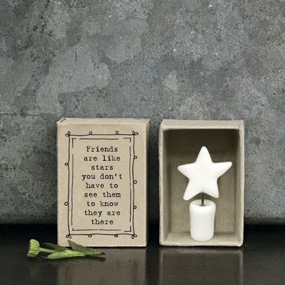 East Of India Friends Matchbox With Ceramic Star In A Pot Inside