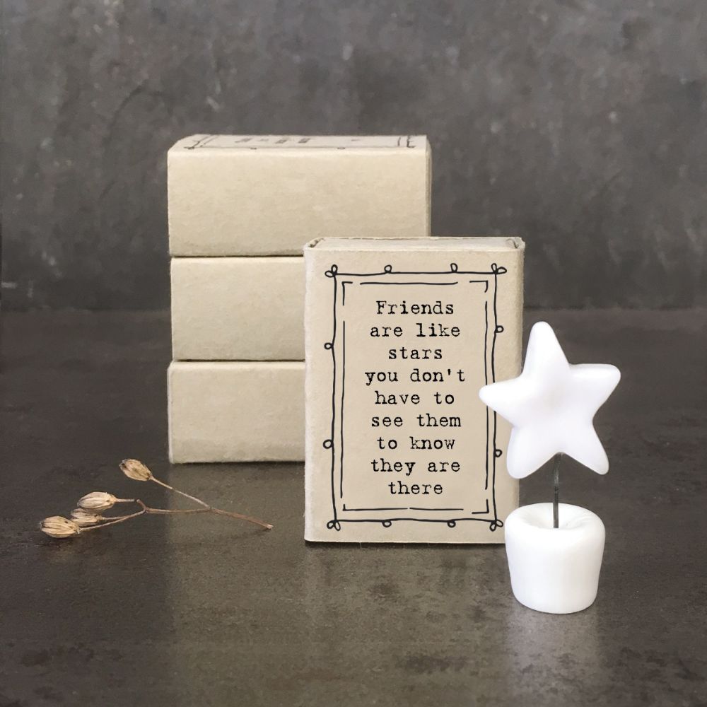 East Of India Friends Matchbox With Ceramic Star In A Pot Inside