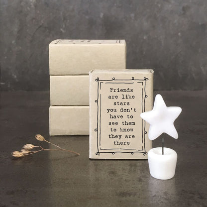 East Of India Friends Matchbox With Ceramic Star In A Pot Inside
