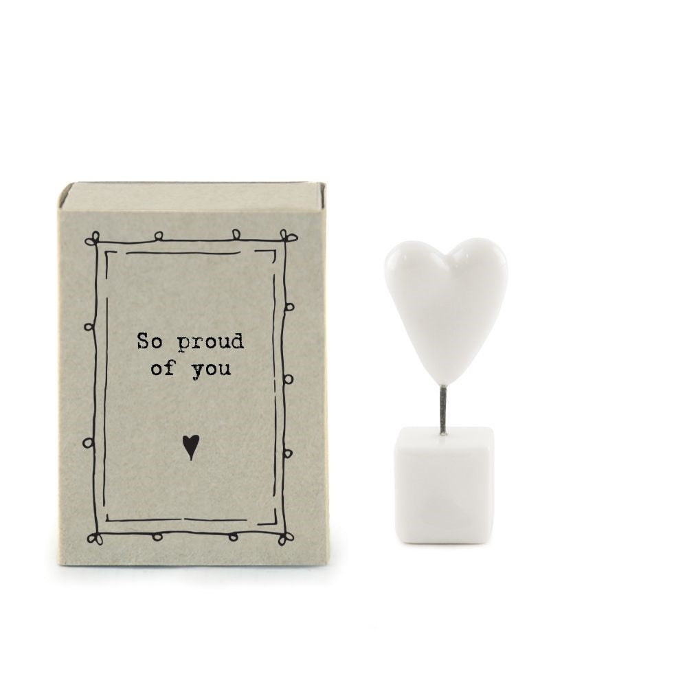 East Of India So Proud Matchbox With Ceramic Standing Heart Inside