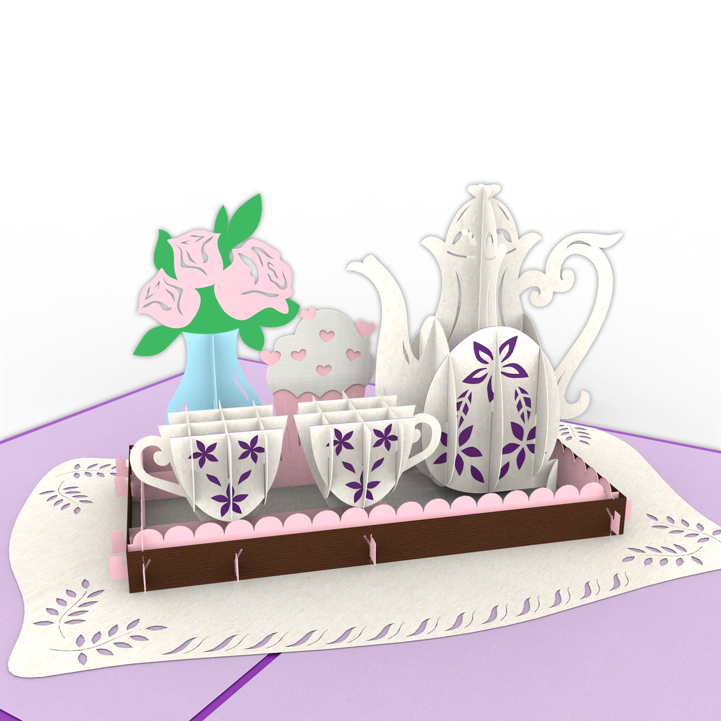 Tea Party Laser Cut Pop Up Greeting Card