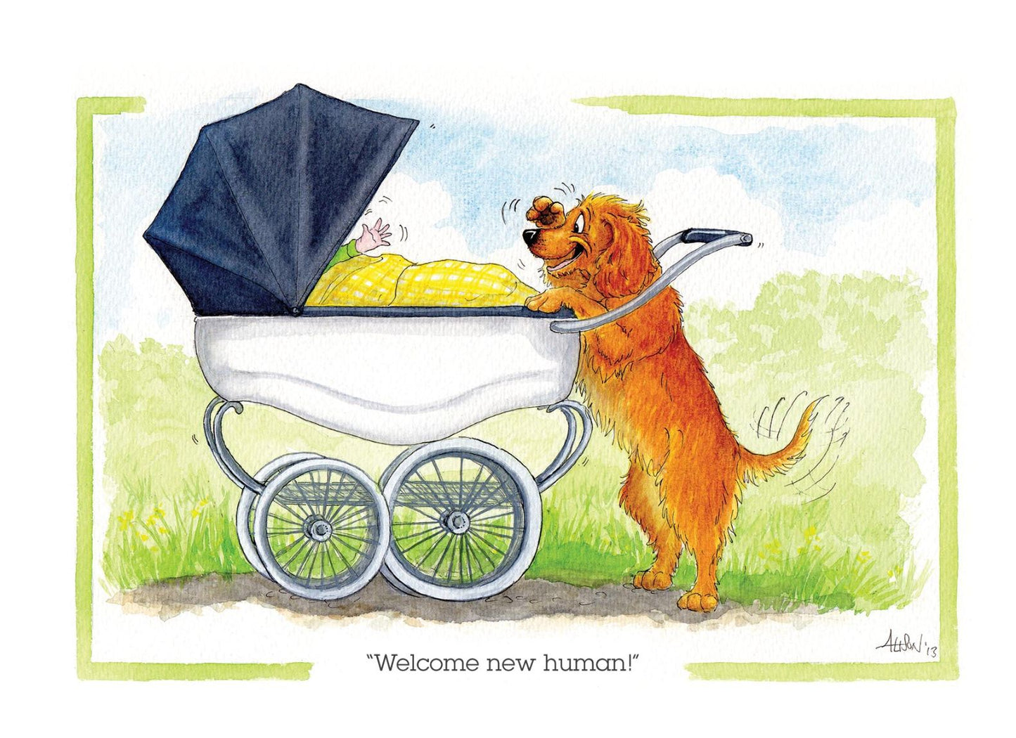 Welcome New Human! New Baby Alison's Animals Cartoon Greeting Card