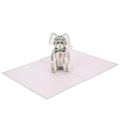Baby Girl Bunny Pop-Up New Baby Greeting Card Blank Inside