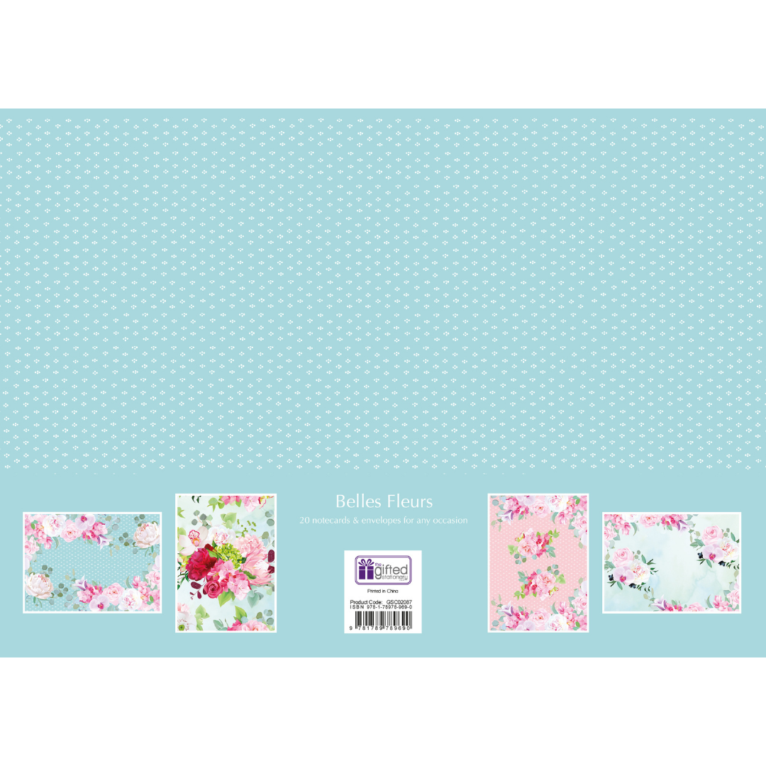 Gifted Stationery Belles Fleurs 20 Notecards & Envelopes Set