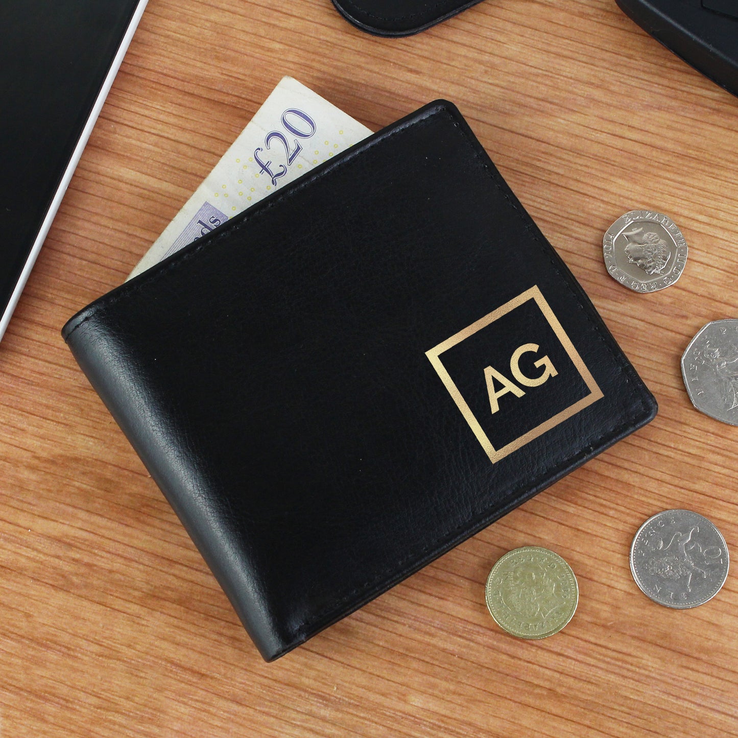 Personalised Gold Initials Leather Wallet - Personalise It!