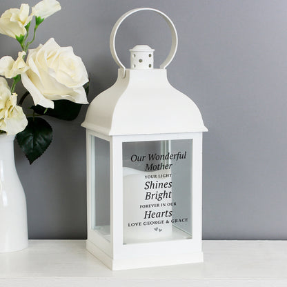 Personalised 'Your Light Shines Bright' White Lantern - Personalise It!