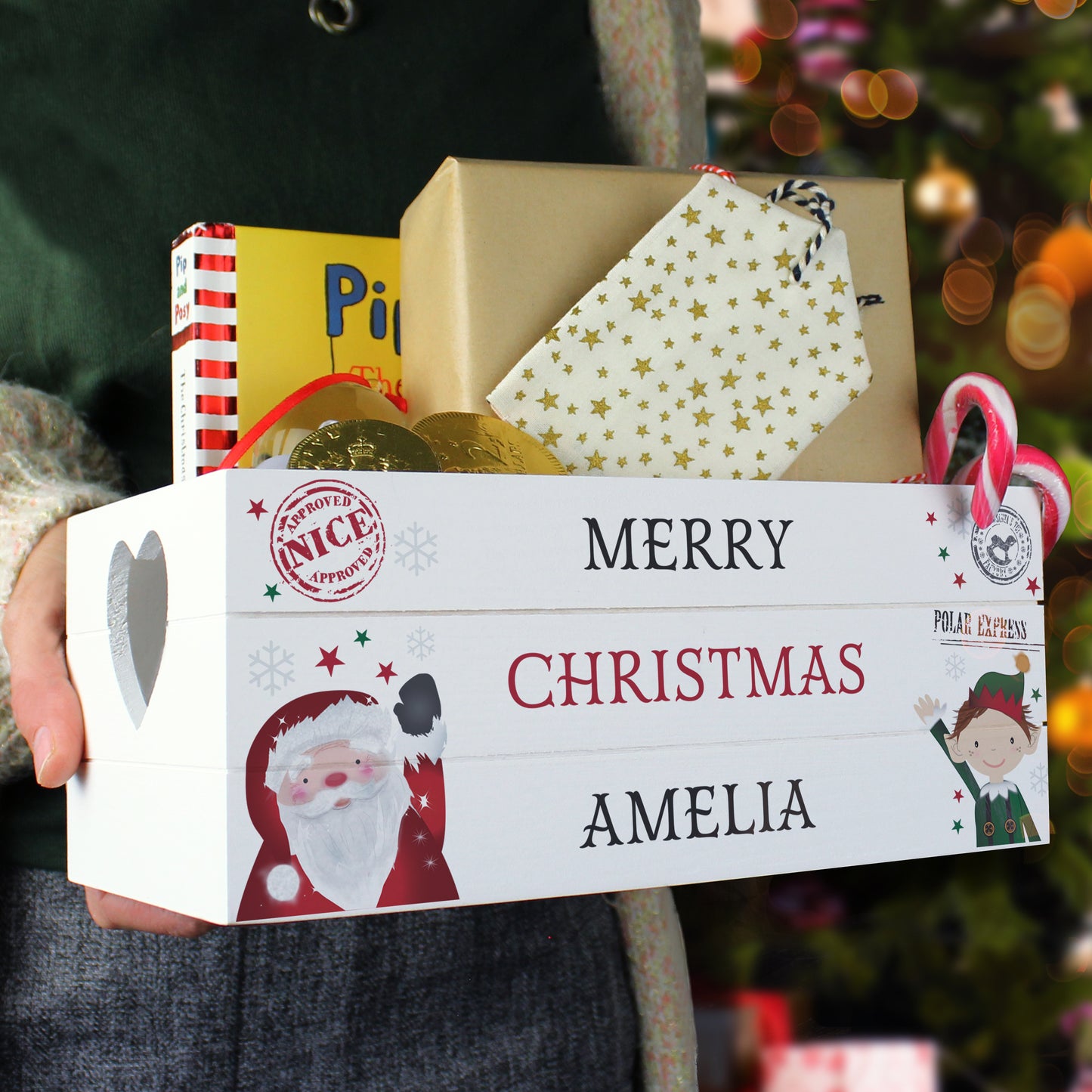 Personalised Christmas White Wooden Crate - Personalise It!