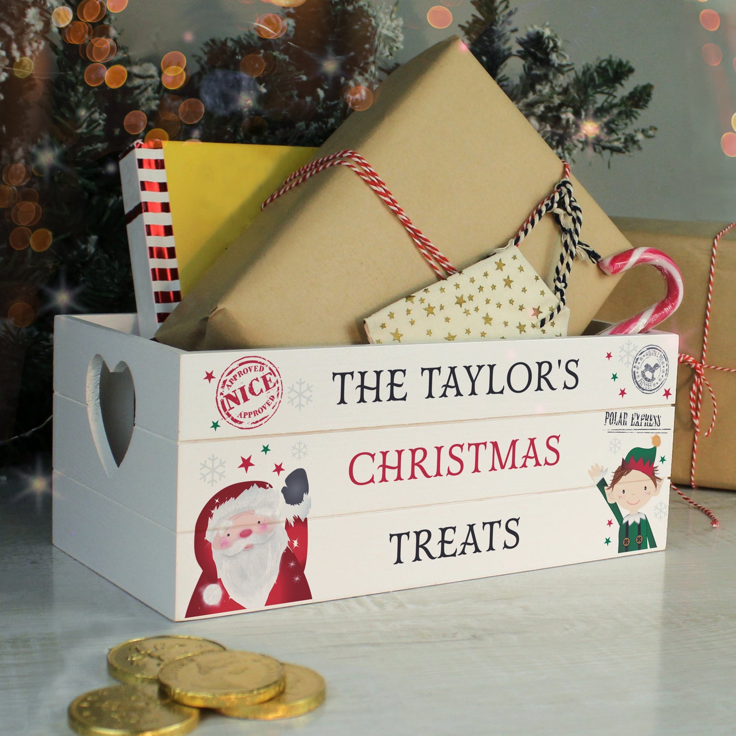 Personalised Christmas White Wooden Crate - Personalise It!