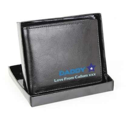 Personalised Blue Worlds Best Dad Leather Wallet - Personalise It!