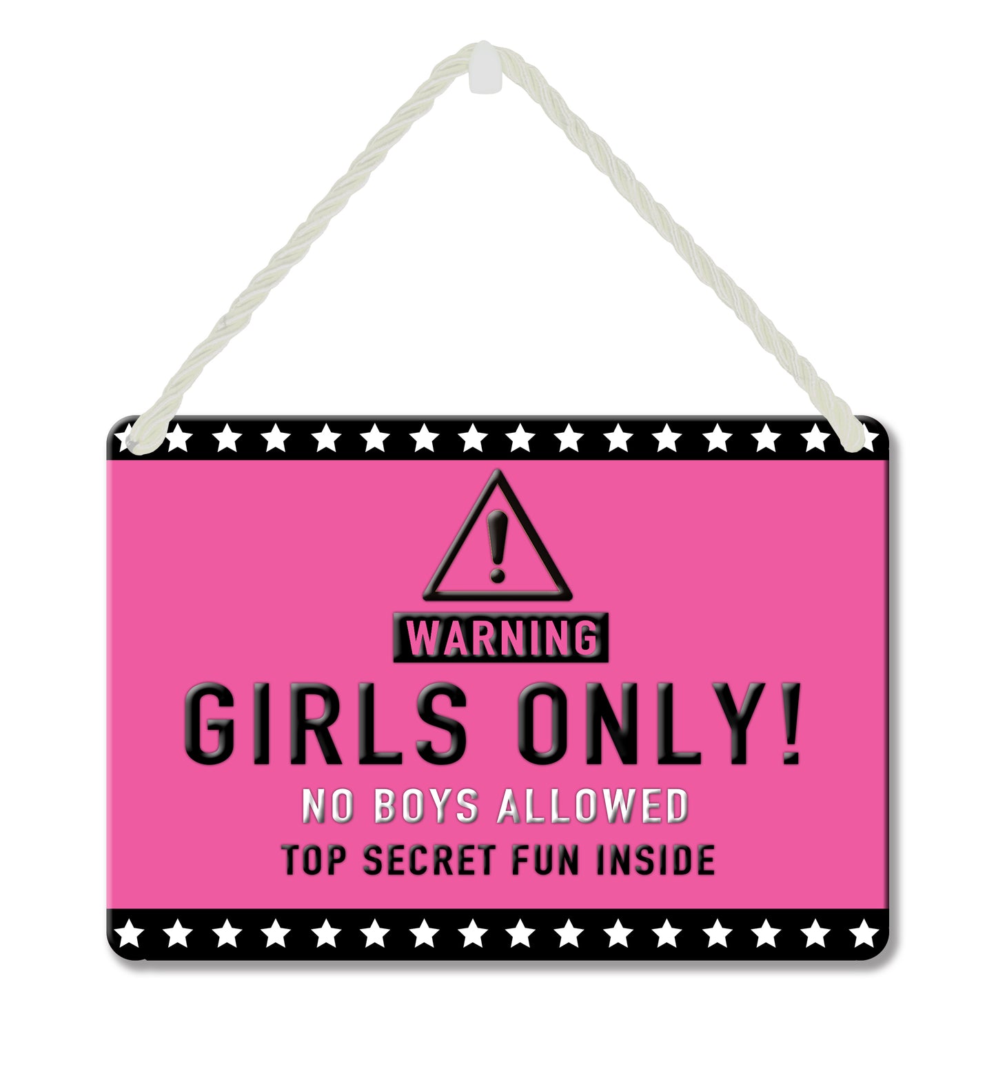 Warning Girls Only No Boys Allowed Tin Hanging Plaque