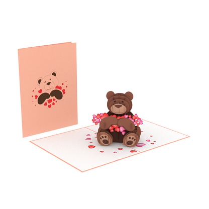 Teddy Love Laser Cut Pop Up Greeting Card