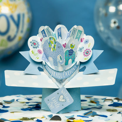 New Baby Boy Pop-Up Greeting Card