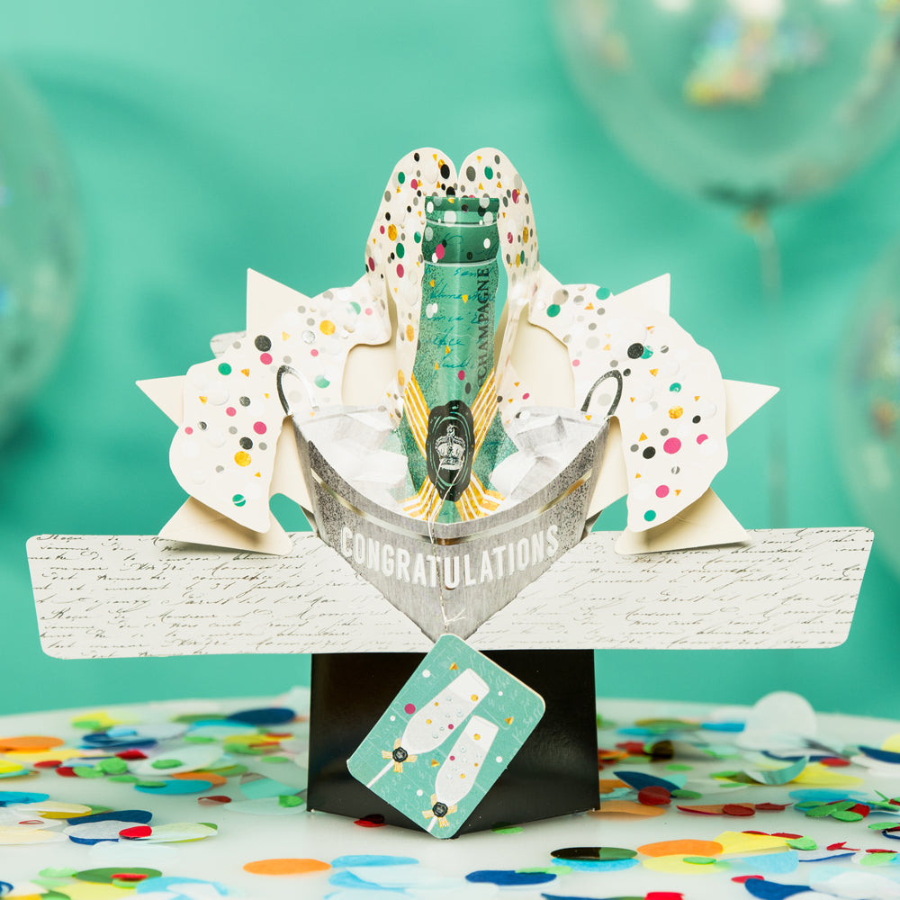 Champagne Popping Congratulations Pop Up Greeting Card