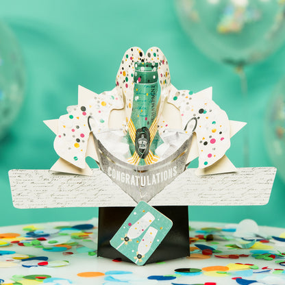 Champagne Popping Congratulations Pop Up Greeting Card