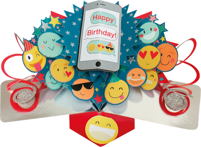 Happy Birthday Emoji Pop-Up Greeting Card
